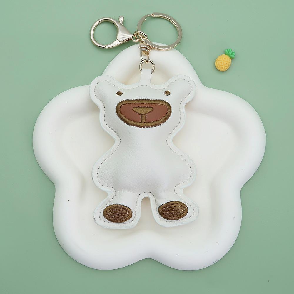 Fashion PU Leather Embroidery Bear Hanger Cute Heart Bears Bag Pendant  Backpack Decoration