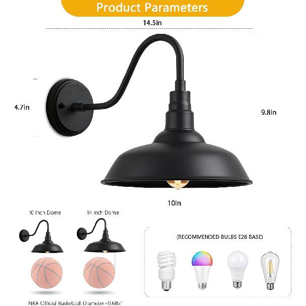 Acoji10 Outdoor Barn Gooseneck Lights,ClassicFarmhouse Style Fixture