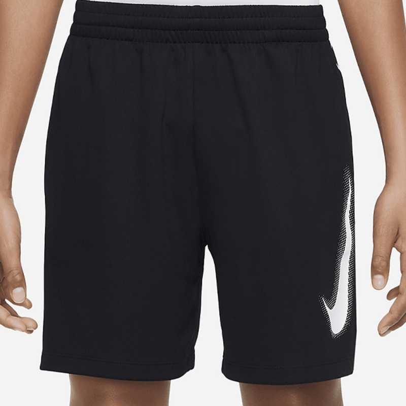 Nike Летние свободные детские шорты с высокой талией на шнурке, детские штаны, черные DX5361-010