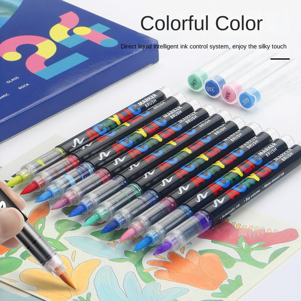 Marker Pens Hot Sale Straight-liquid Student Art Soft-tip Brush Large Capacity Stackable Color Pressure-free Color Marker Pens