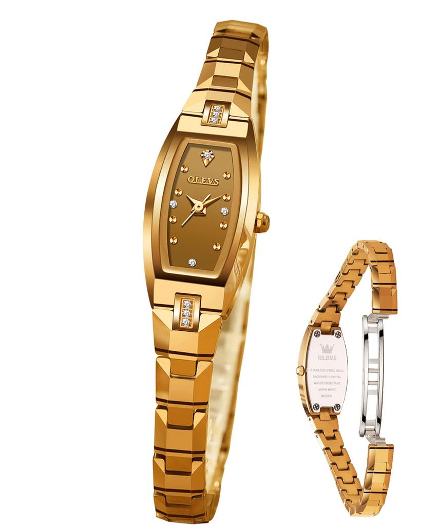 Gold Waterproof Popular Thin Sparkling Cute Japanese Quartz Lightweight Tungsten Gift [OLEVS] Women's