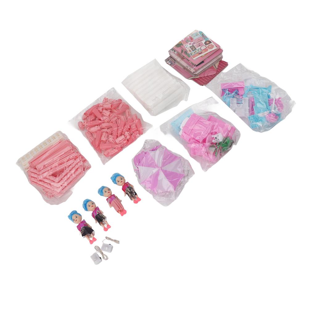 Миниатюрная модель виллы кукольного домика со светодиодной подсветкой, способствующей социальному взаимодействию, 14 комнат, электрический кукольный домик