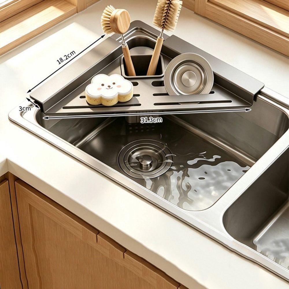 with Draining Cup Sink Drain Shelf Triangular Shape Dish Drying Rack Sink Corner Rack Kitchen Sink