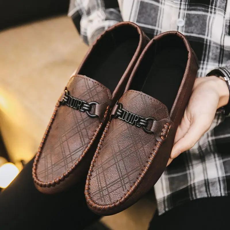 Men's Leather Shoes Comfortable Soft Moccasin Slip-on Male Casual Shoe Retro Size 45 Designer Shipping Free Footwear Offer Pu
