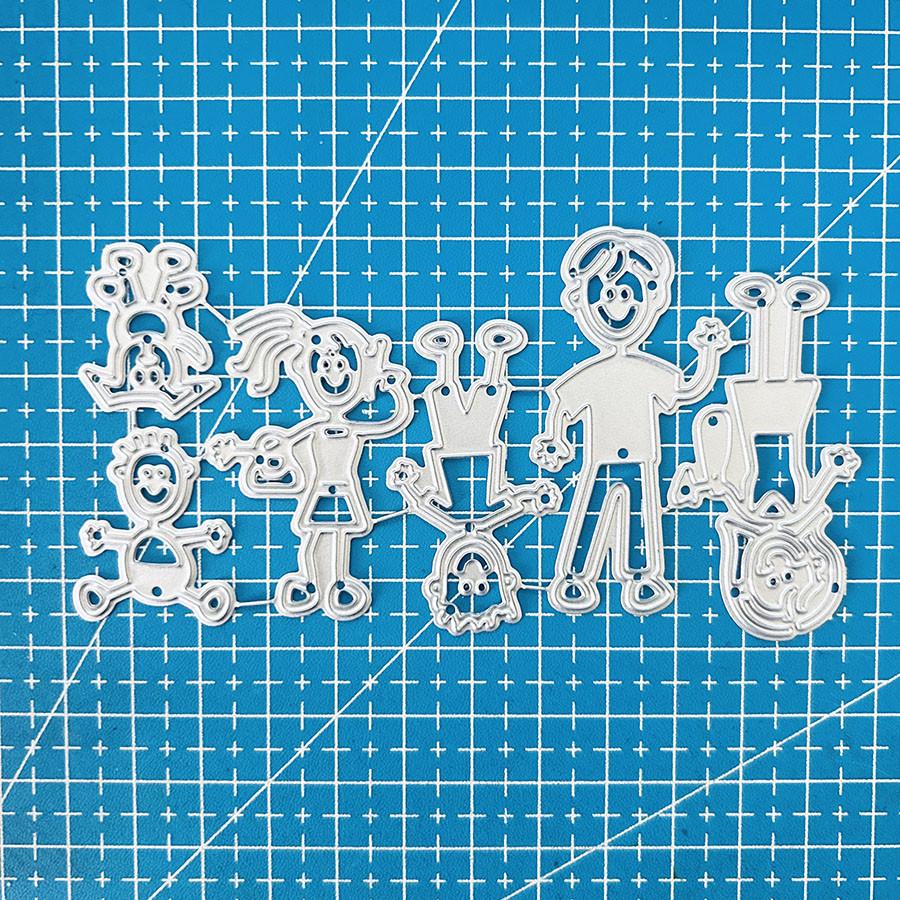 Family with Dog Metal Cutting Dies for Scrapbooking Photo Album Decoration DIY Cards Making Craft Dies Cut