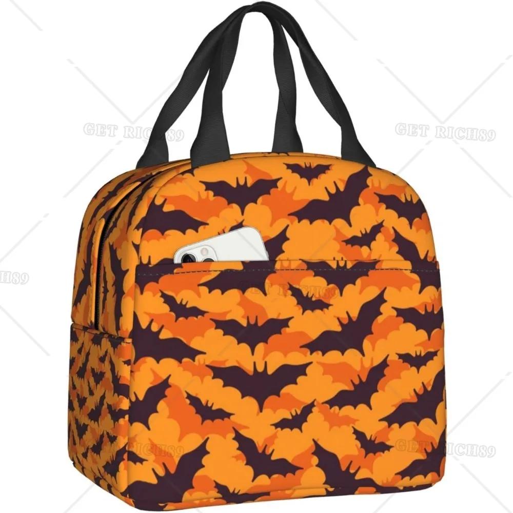 Spider Halloween and Ghost Lunch Bag Insulated Reusable Lunch Box Thermal Cooler Tote Bags Container for Women Work Trip