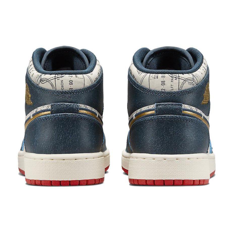 Air Jordan 1 Mid SE GS Take Flight Kids Sneakers Blue Armory-Navy Metallic-Gold FN1353-400