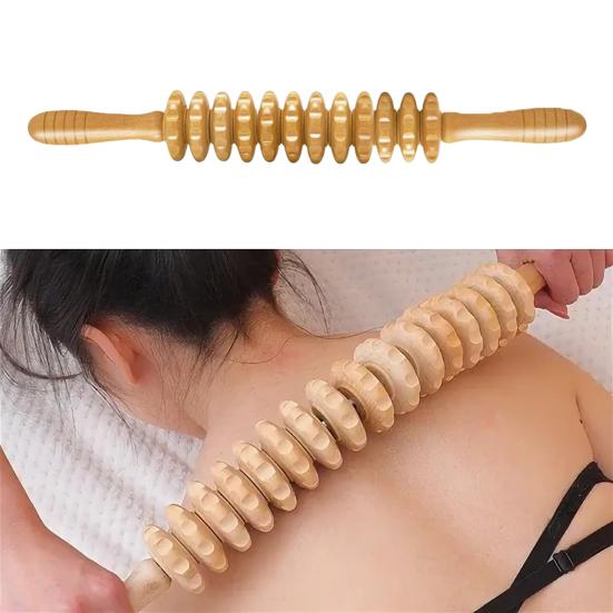 Yousheng Wood Therapy Massage Stick Lymphatic Drainage Massager Anti Cellulite Fascia Massage Roller Full Body Muscle Relaxation Tool