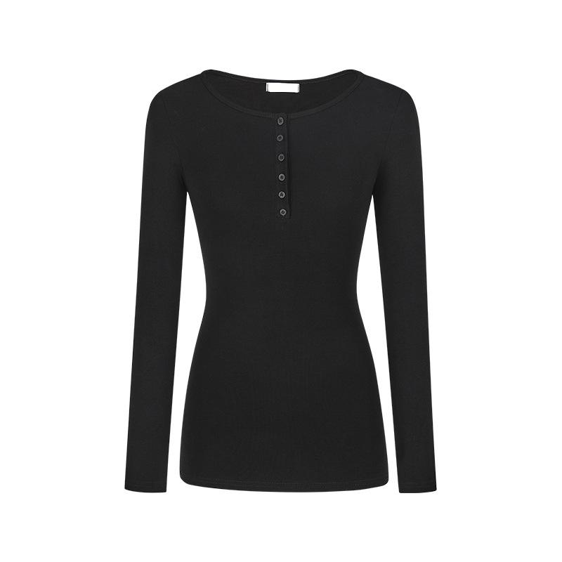 2024 Autumn Slim Fit Long-Sleeve Button T-Shirt for Women