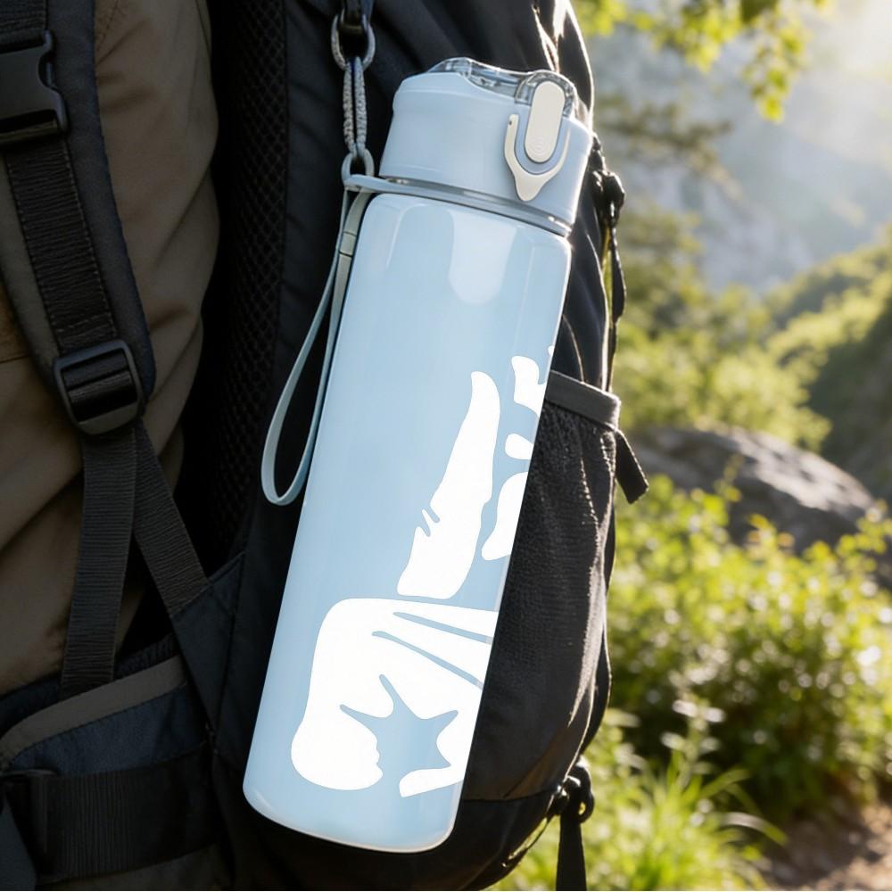 1PC Simple Minimal Blank Texture Print 750ml Color Plastic Sports Water Bottle Leakproof Flip Straw Lid Suitable for Sports Office Home Use