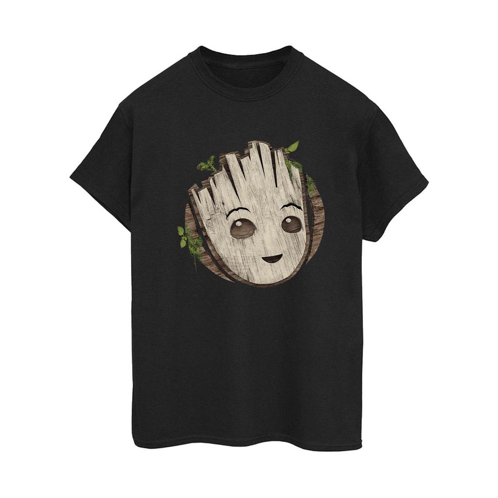 Marvel Womens/Ladies I Am Groot Wooden Head Cotton Boyfriend T-Shirt