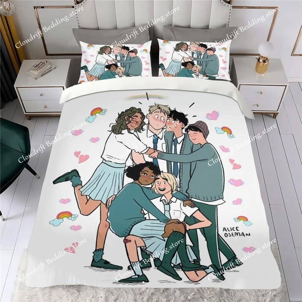 Cartoon Duvet Cover TV Heartstopper Pillowcase Bedding Set Adult Boys Girls Bedroom Decoration Children Gift Single Double Siz