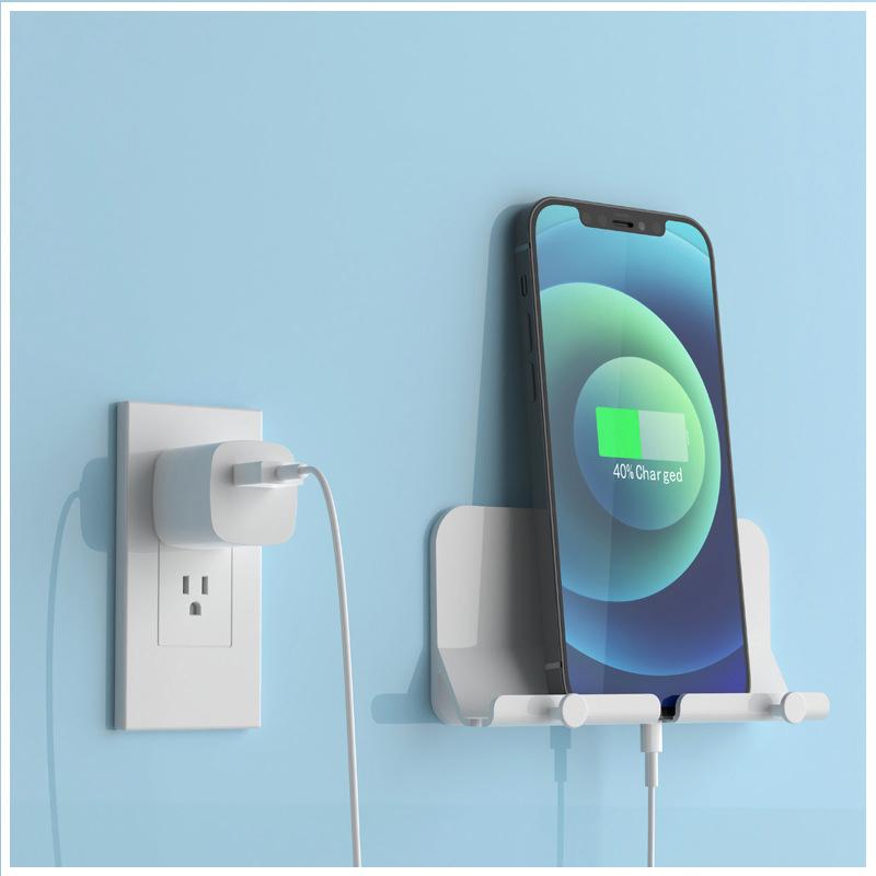 Wall Mount Mobile Phone Bracket Holder Punch-Free Self Adhesive Wall Storage Shelf Toilet Kitchen Pasted Wall Phone Tablet Stand