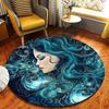2D Flat 1pc Mystical Galaxy Woman Round Floor Mat, Lightweight NonSlip Machine Washable, Home Decoration, Serene and Dreamy Atmo