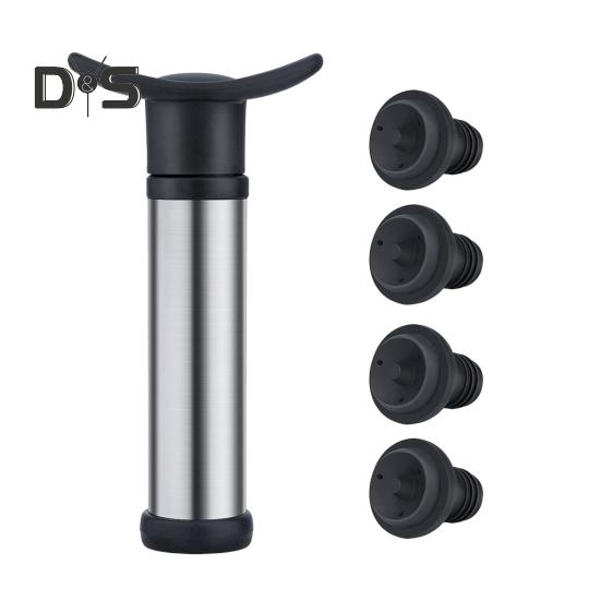 Вакуумный насос для сохранения вина с 4 пробками, укупорщик бутылок, набор из нержавеющей стали для сохранения свежести вина