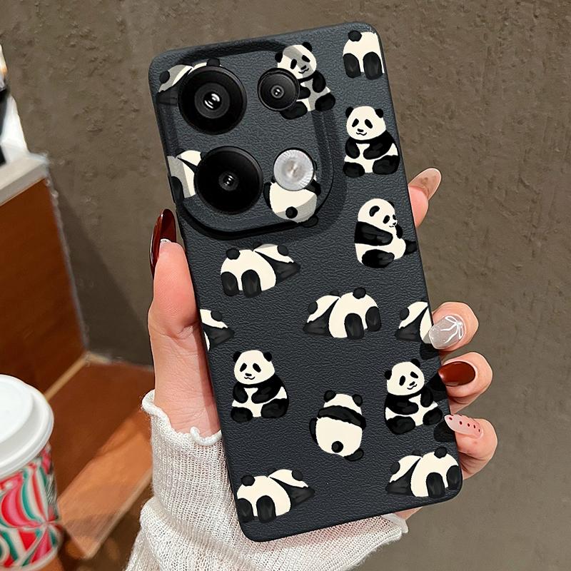 Мягкий силиконовый чехол с рисунком панд для Xiaomi 13t Poco X6 M6 Pro Redmi Note 14 13 12 11 10 Pro, ударопрочный, кожаный, текстура, однотонный, тонкий чехол