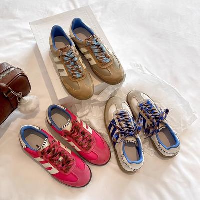 Женская обувь Miyou~ Американский ретро, мягкая кожа, сочетание цветов, немецкие тренировочные туфли на плоской подошве, спортивно-повседневные туфли Форреста Гампа, новые модели 2025 года