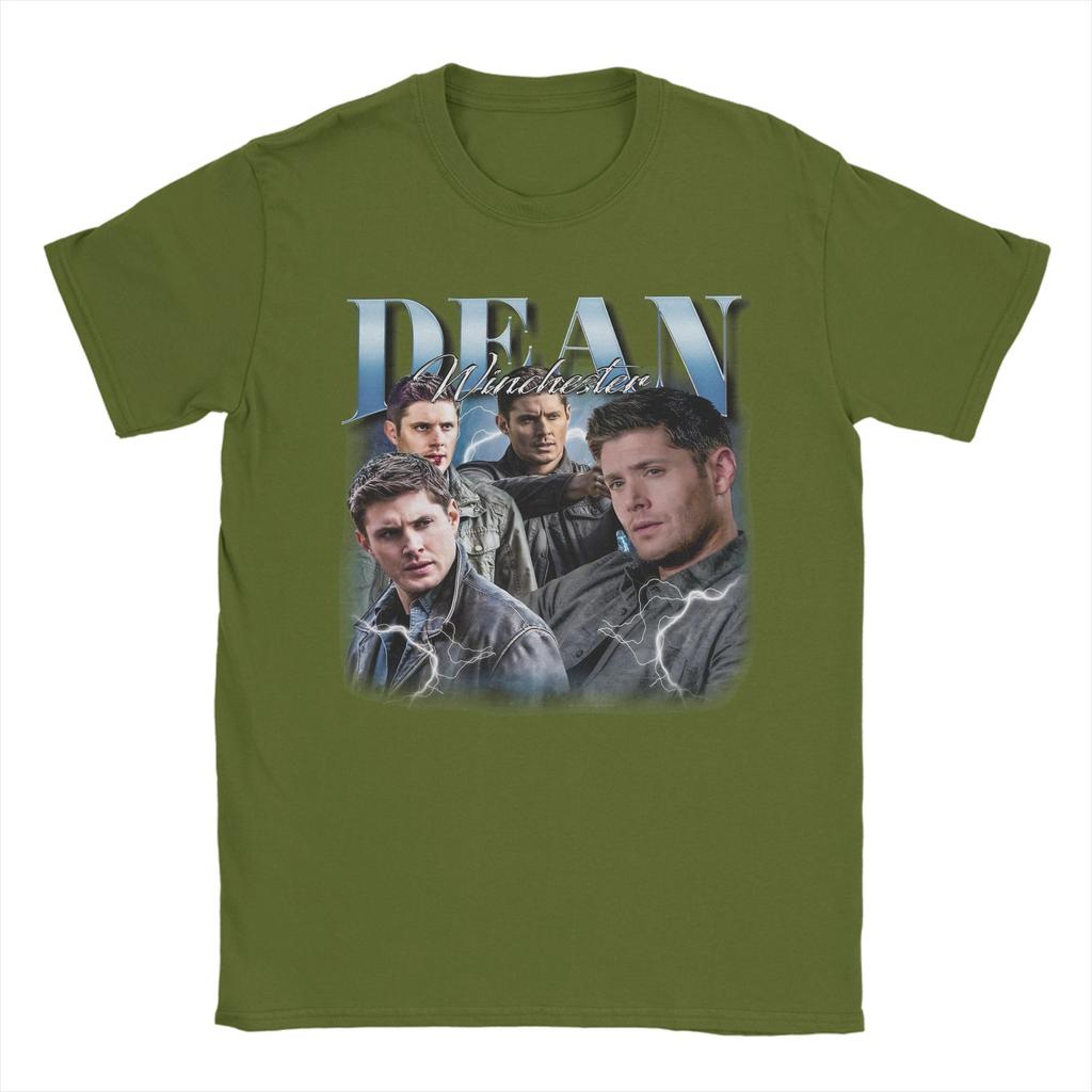 Новинка Винтаж Dean Winchester Сверхъестественное Футболки для Мужчин Хлопковые Футболки с Коротким Рукавом Идея для Подарка Одежда