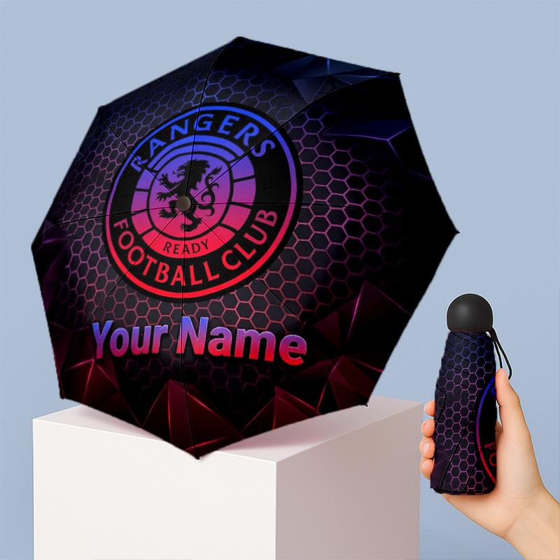 Rangers FC Manual Five Fold 8 Rib Umbrella Support Custom Text, Lightweight Travel Umbrella