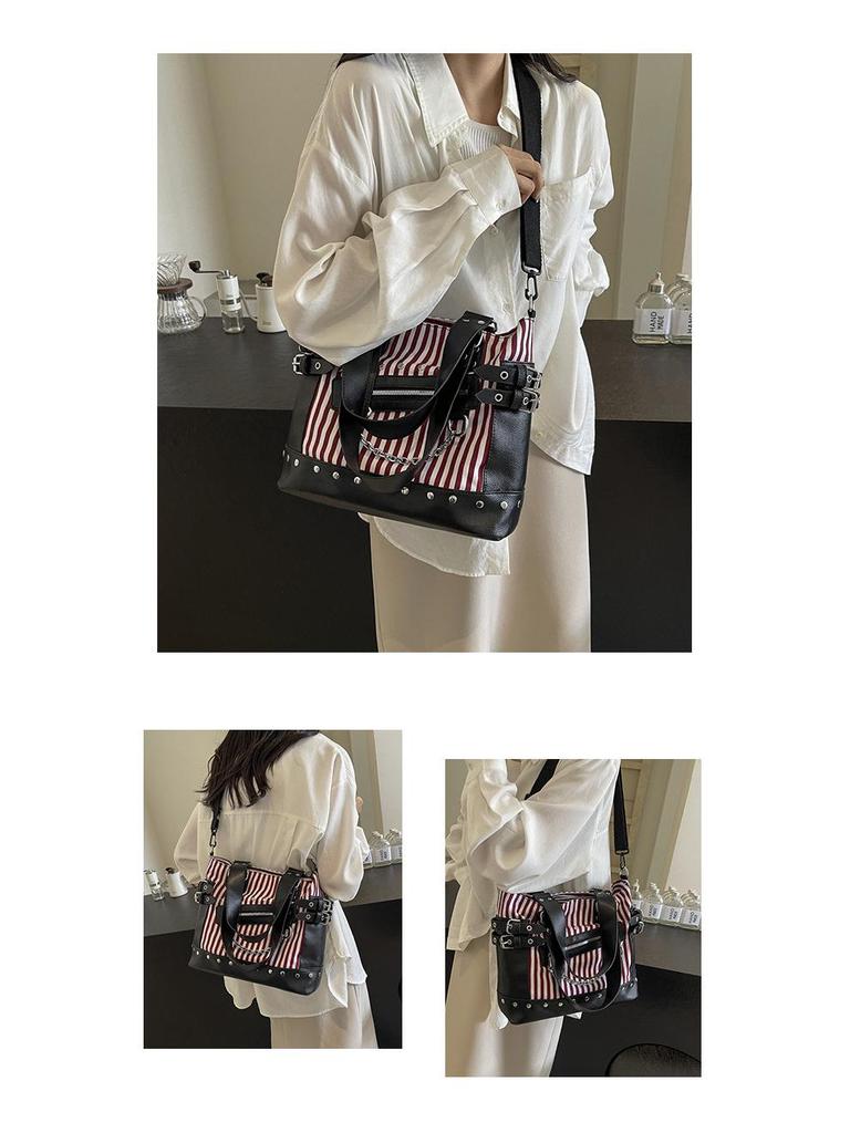 2025 Женская Высококлассная Модная Сумка-Тоут на Плечо с Заклепками