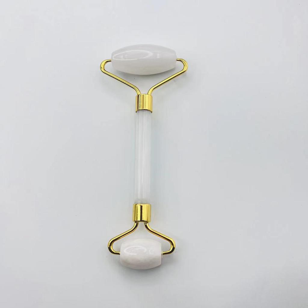 Массажер для лица из розового кварца с двойной головкой