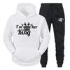 Unisex Hooded Sweatshirt Jogger Pants Set Casual Winter Outfit Cotton Blend Warm Tracksuit