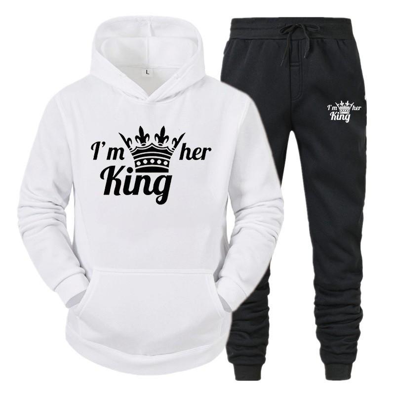 Unisex Hooded Sweatshirt Jogger Pants Set Casual Winter Outfit Cotton Blend Warm Tracksuit