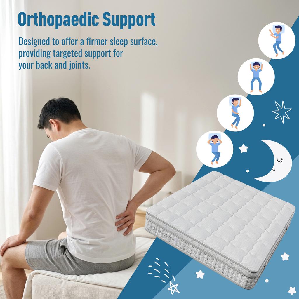 7-Zone Pocket Spring Mattress 140x200 cm H3, 25cm High Cold Foam Hybrid Mattress, Ergonomic Body Adaptation & Breathable, OEKO-TEX, Comfort Double Bed