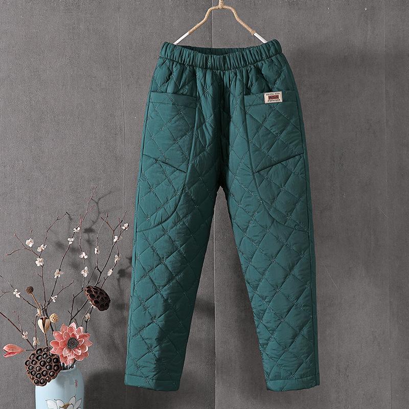 Зимние женские свободные и повседневные брюки, утепленные толстые брюки, водонепроницаемые лыжные брюки, повседневные эластичные стеганые брюки с высокой талией для снега