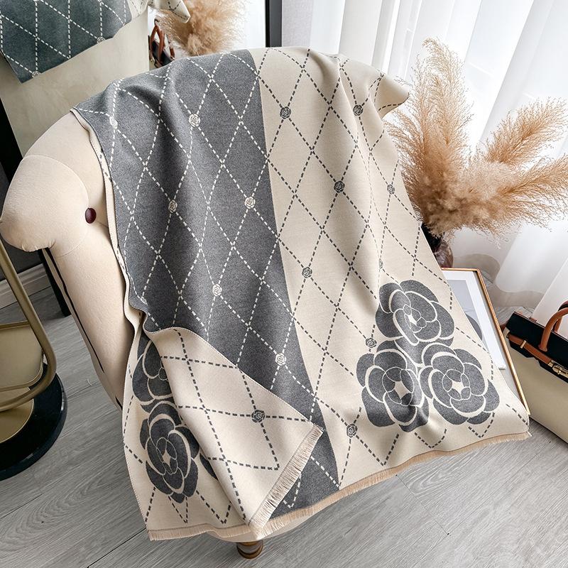 Cashmere Scarf Women Design Thick Blanket Pashmina Warm Shawl Wrap Neckerchief Female Plaid Bufanda Winter Bandana