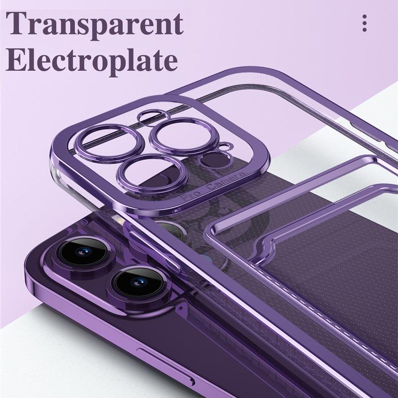 Для iPhone 16 15 14 13 12 11 7 8 Xs Xr SE Pro Max Plus Покрытие Прозрачный ТПУ Толкающий рот Вставка Слот для карт Кошелек Сумка Держатель Задняя крышка Shell Case