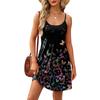 Fashion Women Summer Dress Vintage Floral Print Adjustable Spaghetti Straps Beach Vacation Casual Dress With Pockets