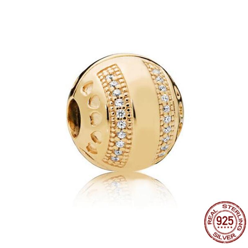 Gold Plated S925 Sterling Silver Hollow Heart Daisy Flower Charm Bead Fit Original Bracelet Necklace Jewelry For Women