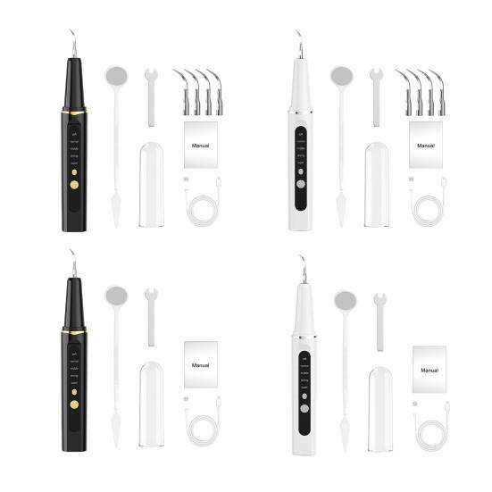 Удаление зубного налета с 1/4 сменными насадками Удаление зубного камня и налета Стоматологический инструмент Домашний Дорожный Перезаряжаемый Ультразвуковой Электрический Очиститель Зубов