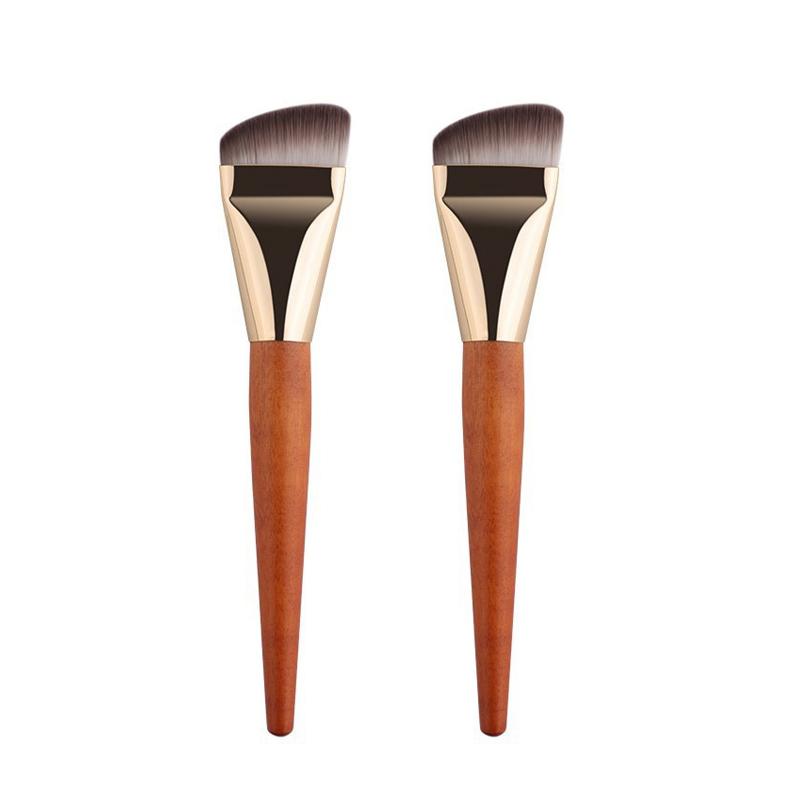 2pcs Ultra Thin Foundation Brush Soft Hair Ace Contour Brush Wooden Handle Make Up Brush Blending Foundation Brushes Makeup Tool
