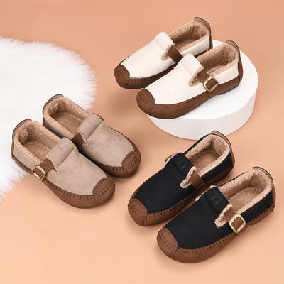 Женские теплые пушистые мокасины, зимние тапочки с флисовой подкладкой для дома и улицы, нескользящие мокасины из искусственной замши с подкладкой из искусственного меха для ходьбы, женская обувь