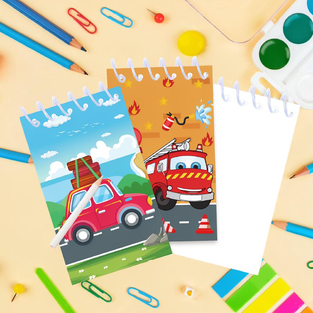 8 шт. 10x6 см Мини спиральный блокнот для автомобиля Back To School Supplies Автомобиль Грузовик Автобус Блокнот Классные награды Наполнители для подарочных пакетов
