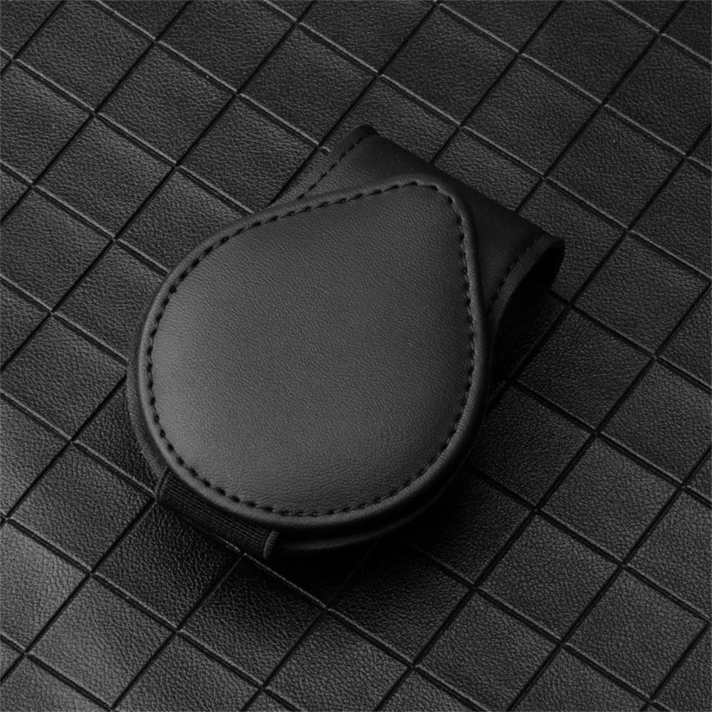 Черный кожаный солнцезащитный козырек для автомобиля держатель для очков, солнцезащитных очков, карт, билетов клипса 9*4,5 см