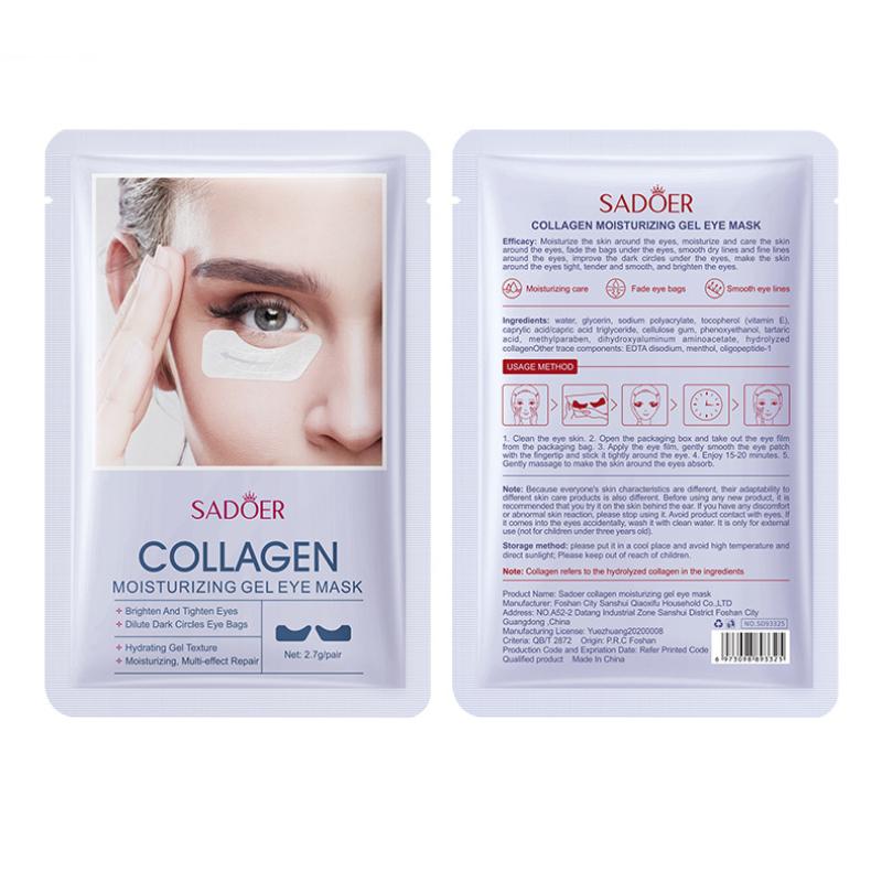 Sadoer Коллагеновая восполняющая гелевая маска для глаз, увлажняющая область вокруг глаз, улучшает морщины вокруг глаз