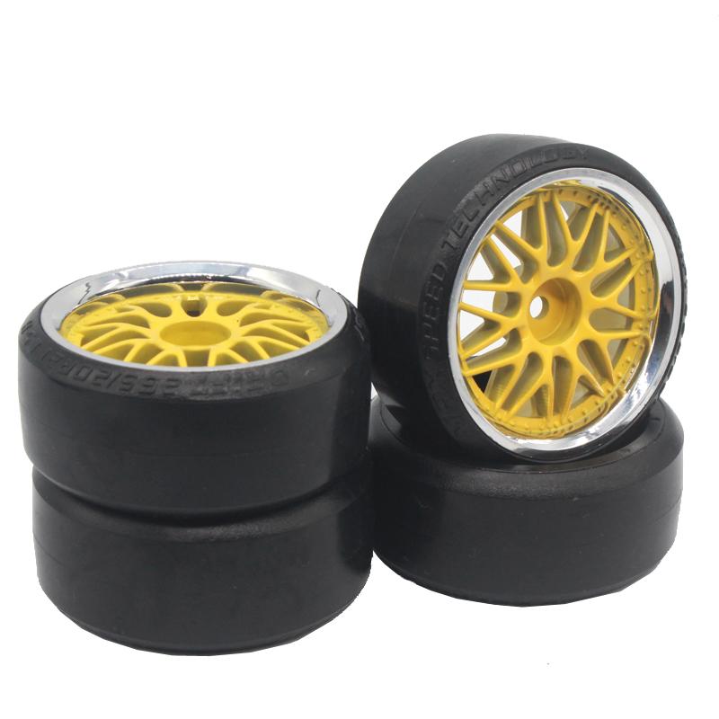 4Pcs RC 1:10 Drift Car Plastic Wheel Rim &Tyre tires For HSP 94123/94122/94103/D4/D3