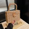 Rattan Straw Shoulder Bag Women Hand-woven Messenger Bag Summer Beach Square Box Straw Handbag For Lady