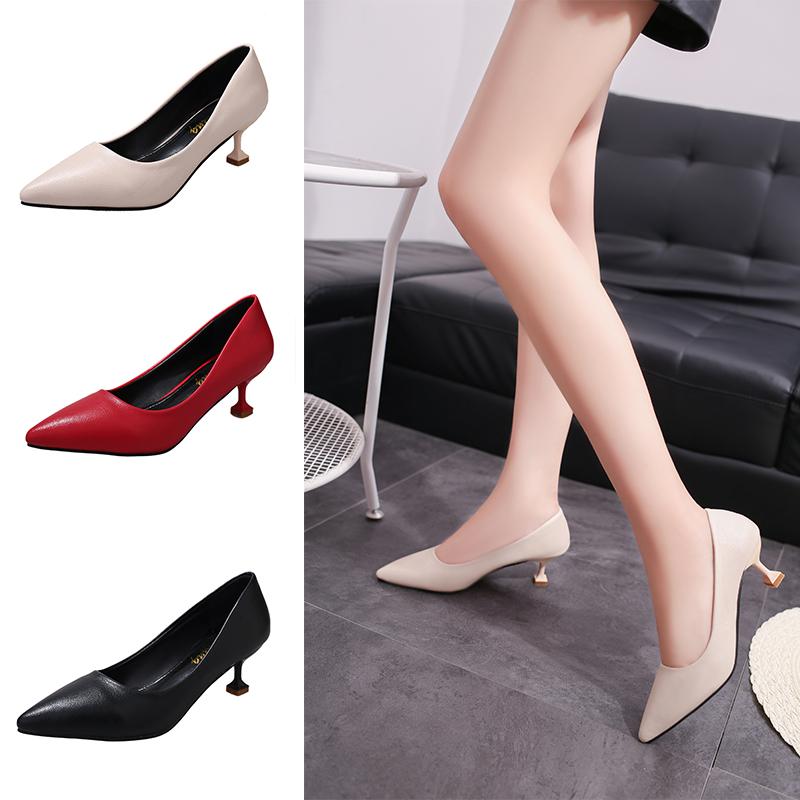 Туфли женские 2024 года, формальная, обычная, кожаная, повседневная, женская, летняя обувь на среднем каблуке, красные, Stilito, с острым носком, для молодых, A Y2k