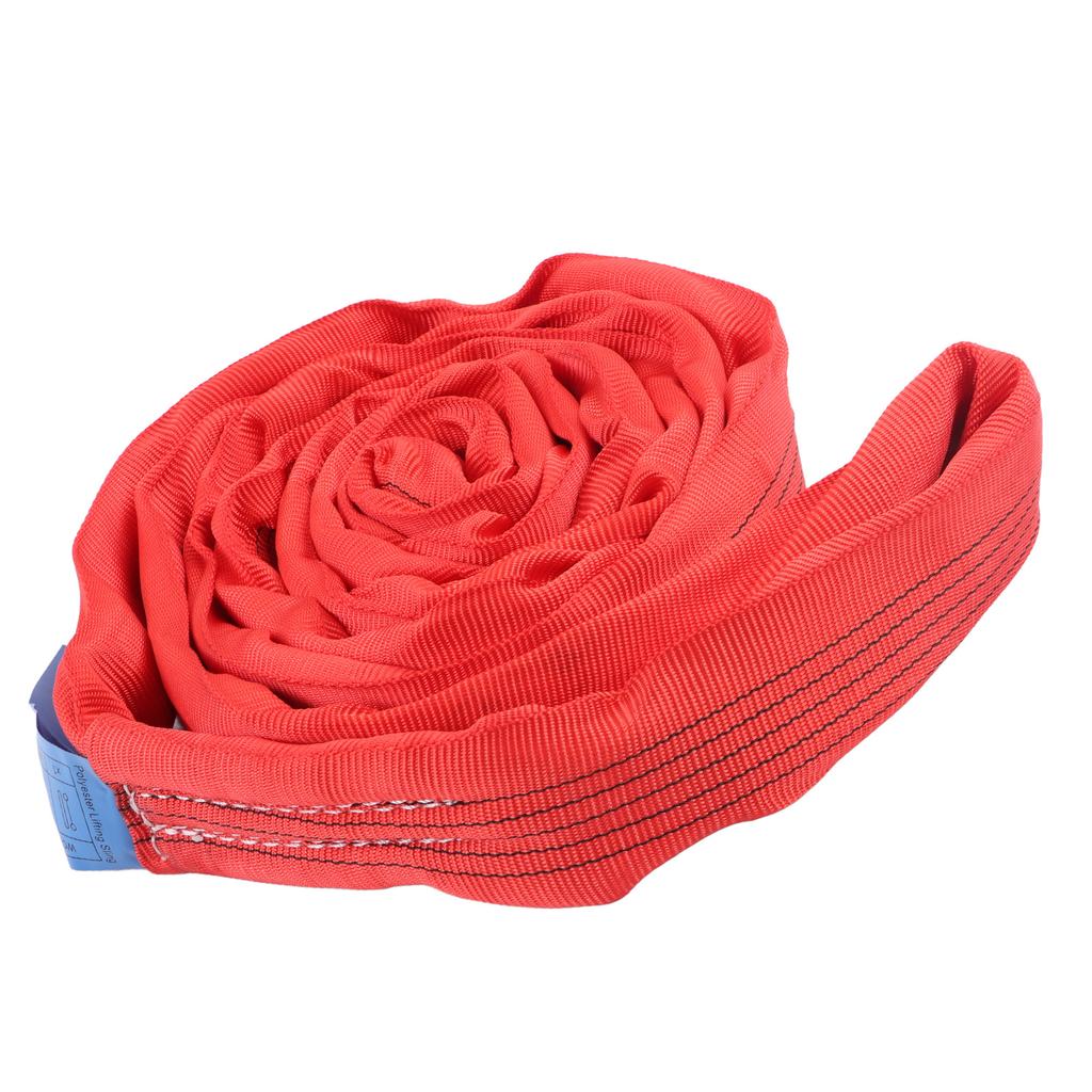 5T 2M Строп такелажный подъемный Гибкий Усиленный Двупетлевой Пряжка Полиэстер Подъемный трос для крана Красный