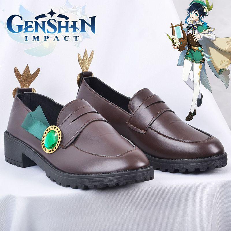 Stunning Genshin Impact Venti Barbatos Cosplay Leather Shoes For Halloween