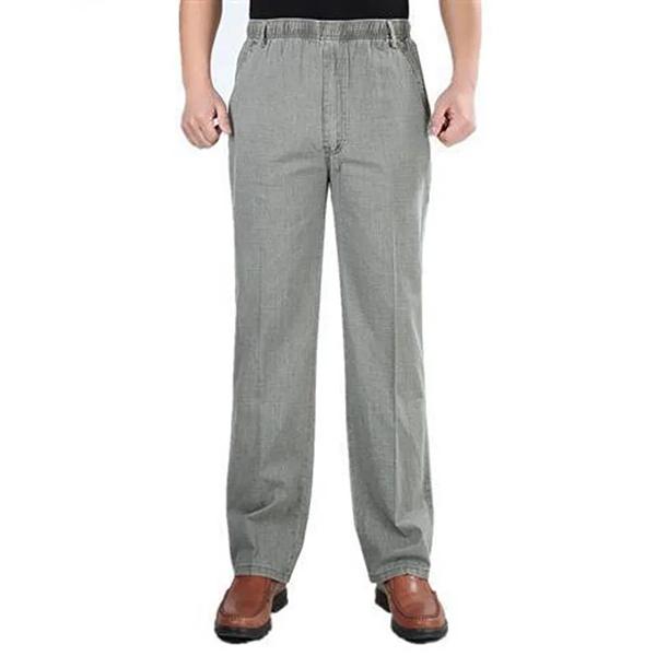 WTEMPO XL-5XL Весна Лето Осень Зима Однотонные Повседневные Длинные Брюки Мужские Хлопково-Льняные Эластичные Средняя Посадка Большой Размер Дышащие Свободные Карманы Брюки