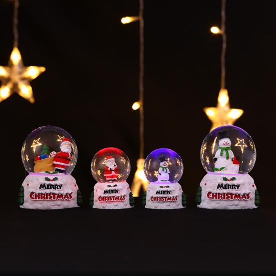 Christmas Snow Globe with Colorful Lighting Lovely Shape Desktop Decor Santa Claus Snowman Glass Ball Ornament Children Gift