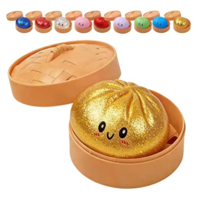 Мягкая игрушка-пельмень с блестками в коробке. Сенсорная игрушка для снятия стресса.