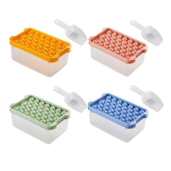 Yousheng Sphere Ice Cube Tray with Lid BPA-Free Stackable Plastic Mold for Whiskey Cocktails Easy-Release Space-Saving Ice Maker for Home Bar Party