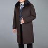 Мужское шерстяное длинное пальто, зимнее кашемировое пальто из натурального кроличьего меха, толстое теплое зимнее мужское полупальто с меховой подкладкой