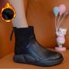Высокие ботинки на толстой подошве, женские осенне-зимние сапоги из бархата, короткие сапоги на губчатой подошве, легкие повседневные сапоги из хлопка